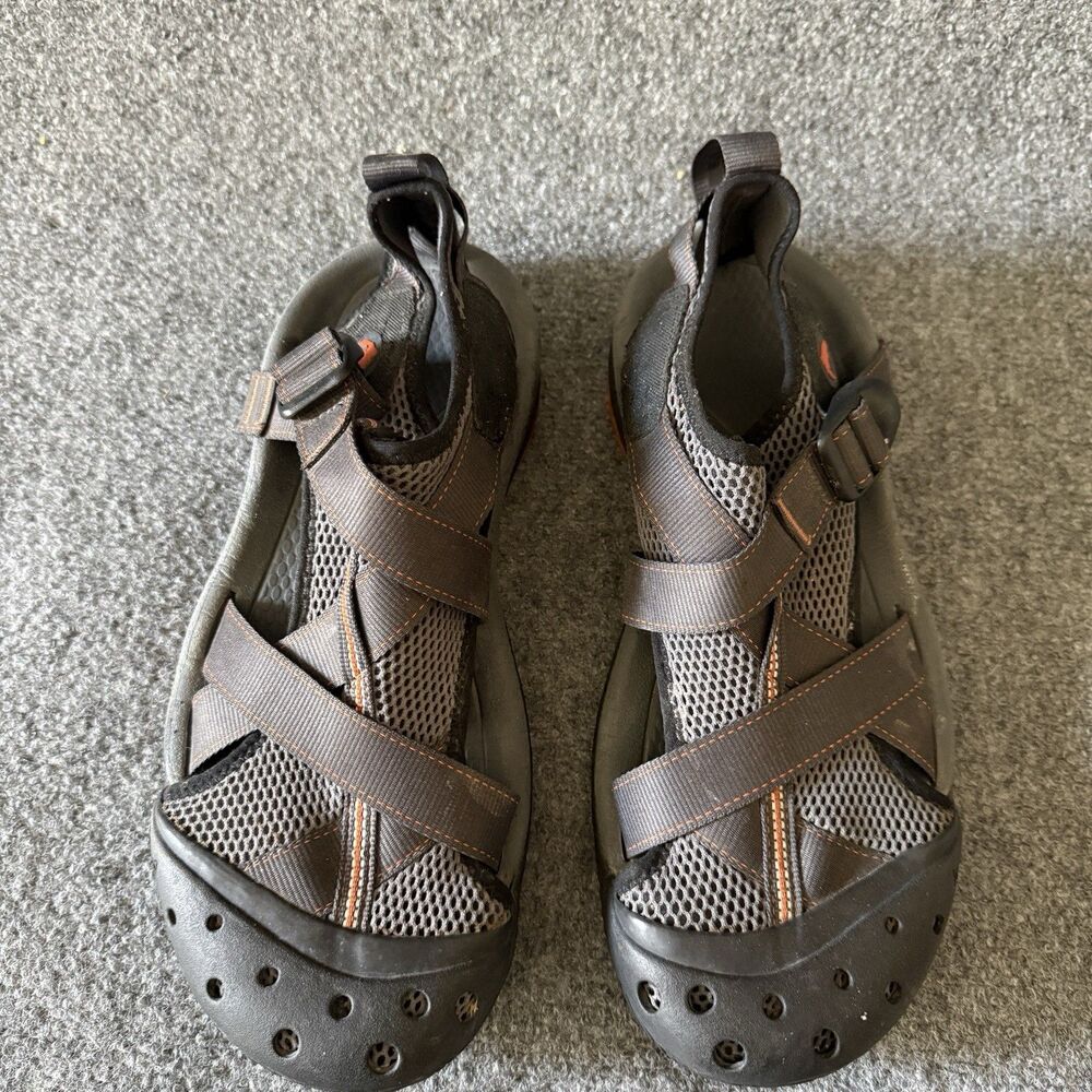 KEEN x Simms Men's Sandals Black Gray Orange Adjustable Straps Hiking US 13